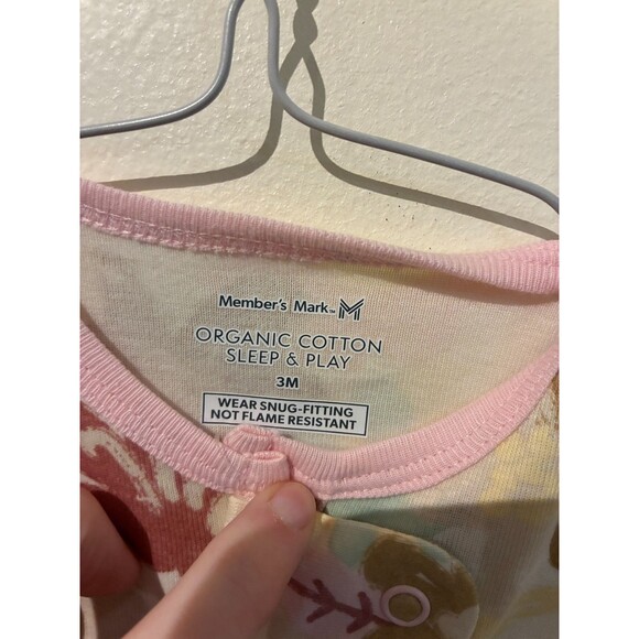 NWOT Member's Mark Pink Floral 100% Organic Cotton Sleeper - 3M - Picture 3 of 3